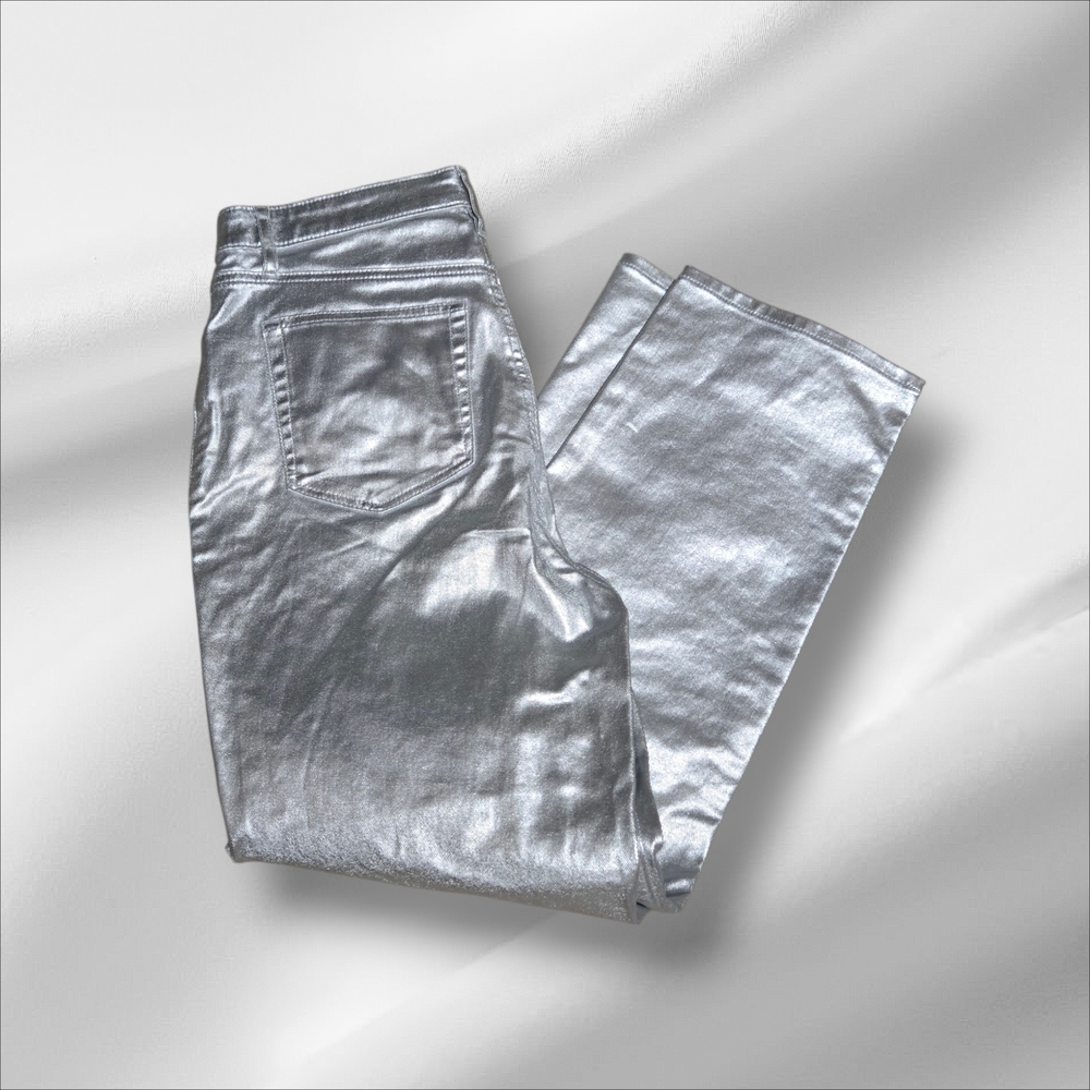 LOFT Shimmering Silver Trousers SIZE 29/8